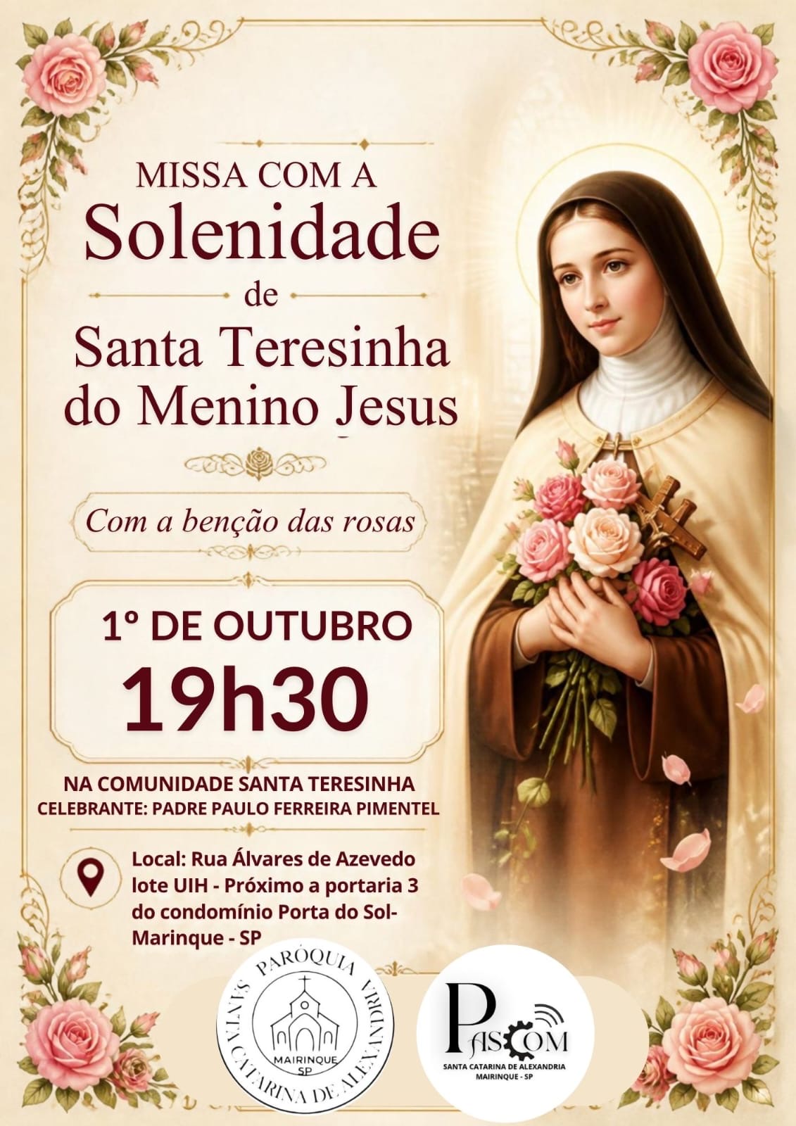 Missa com a Solenidade de Santa Teresinha do Menino Jesus