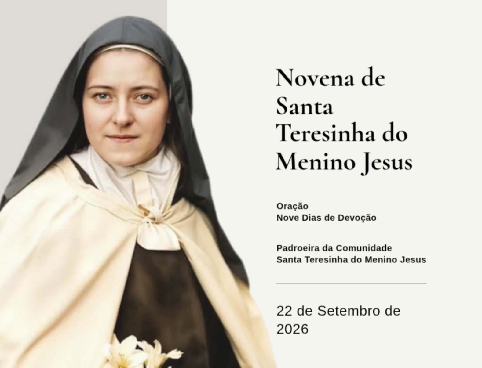 Novena de Santa Teresinha do Menino Jesus — 22 de Setembro de 2026